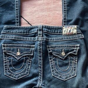 True Religion Women's Dark Blue Denim Overalls